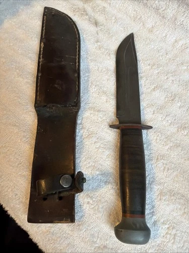 Vintage WWII/ WW2 PAL RH-36 US Military Combat Fighting Knife w/Leather Sheath