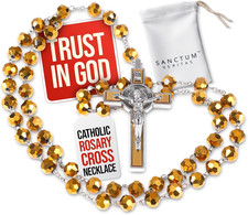 Catholic Rosary Necklace Large Italian Prayer Beads, Gift