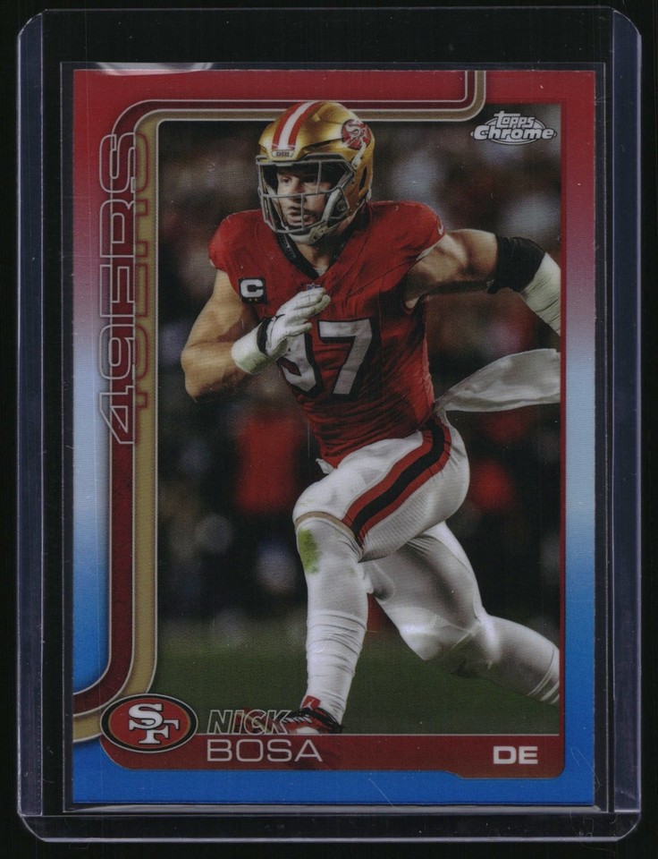 2025 Topps Chrome #264 Nick Bosa Red White Blue Refractor 49ers