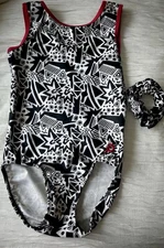 Plum Women's Practicewear Gymnastics Leotard, White/Black, Size Adult Medium