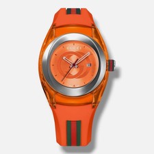 GUCCI Womens Orange Quartz SYNC Rubber Strap ...