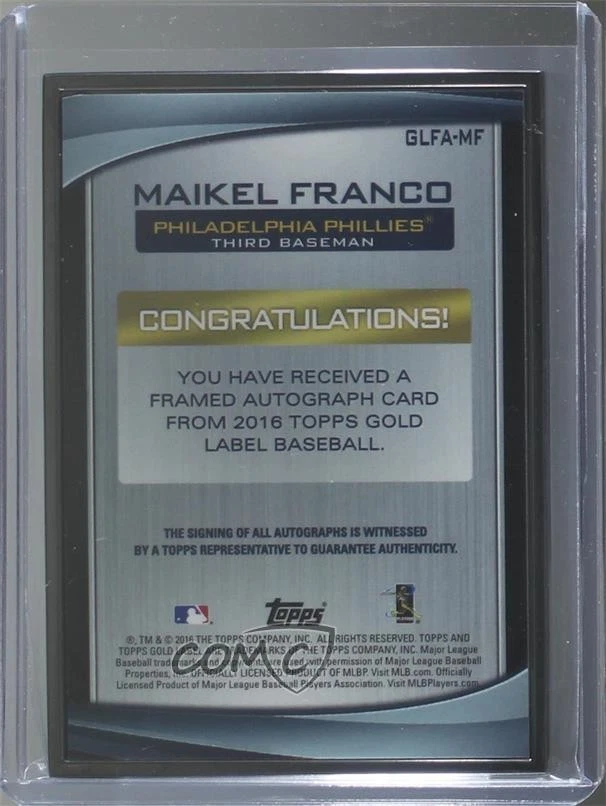 2016 Topps Gold Label Framed Auto Black /50 Maikel Franco #GLFA-MF Auto - Image 2 of 2