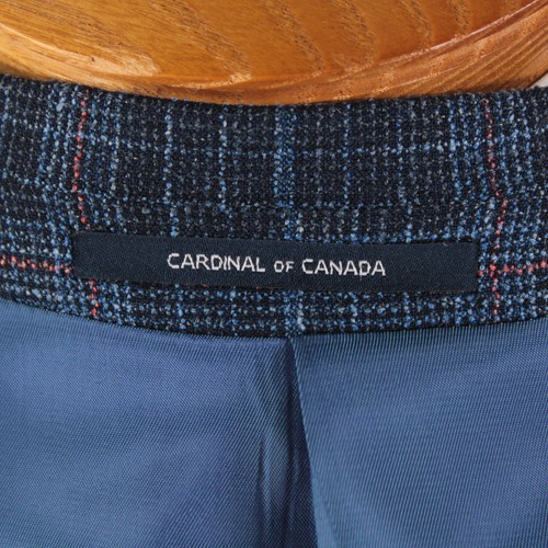 Cardinal of Canada NWT Wool Blend Sport Coat Size 42S US In Blue w/ Coral Plaid - Picture 10 of 12