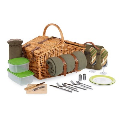 PICNIC TIME Somerset Deluxe Picnic Basket with Blanket, Romantic Wine Wicker ...