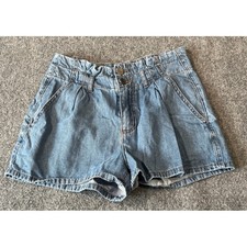 Indigo Rein Women Light Wash Paperbag Waist Denim Shorts Blue Size 9/28 Pleated
