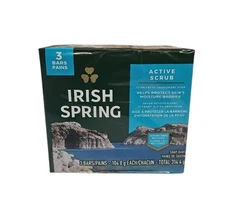 Irish Spring Deep Action Scrub Deodorant Bar Soap 12 Hour Protection 3 Count