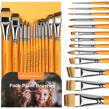 Face Painting Brushes Artist Detail Brush for Kids and Adults Yellow 13 Pk