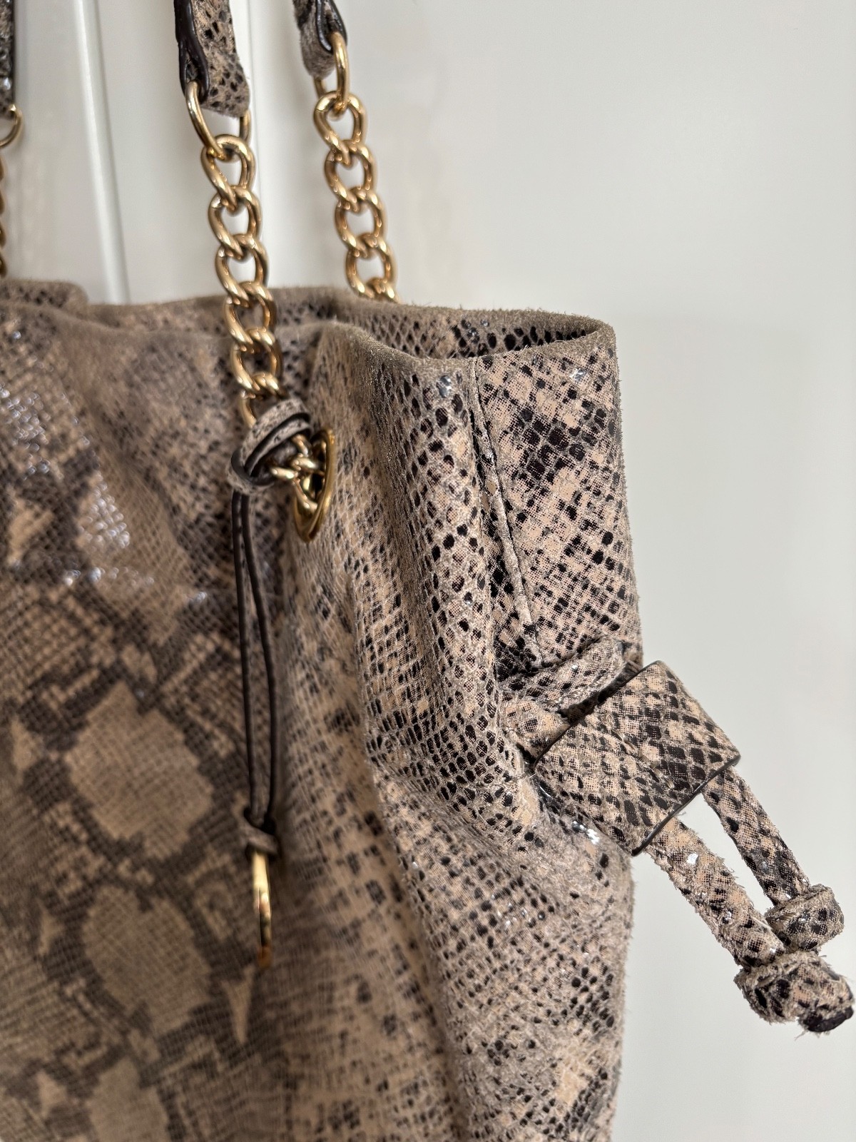 Michael Kors Jet Set Python Chain Suede Leather C… - image 7