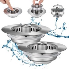 Upgraded 3 in 1 Kitchen Sink Drain Strainer - Stainless Steel Sink Stopper,
