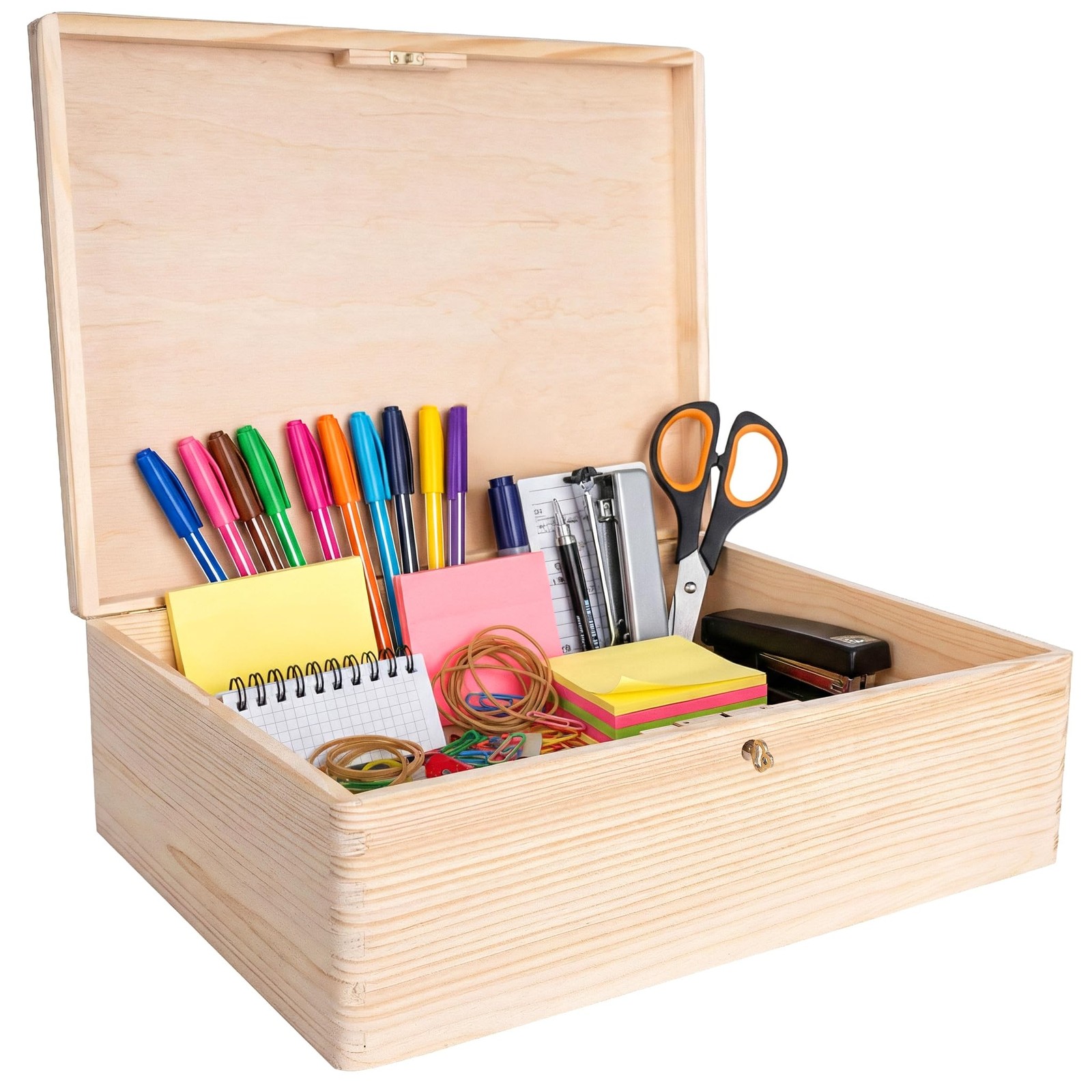 Boite en bois brut pour résoudre le désordre du bureau avec clé de sûreté