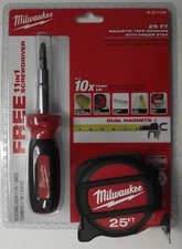 Milwaukee 25' Magnetic Tape Measure With 11-in-1 Screwdriver 48-22-5125X