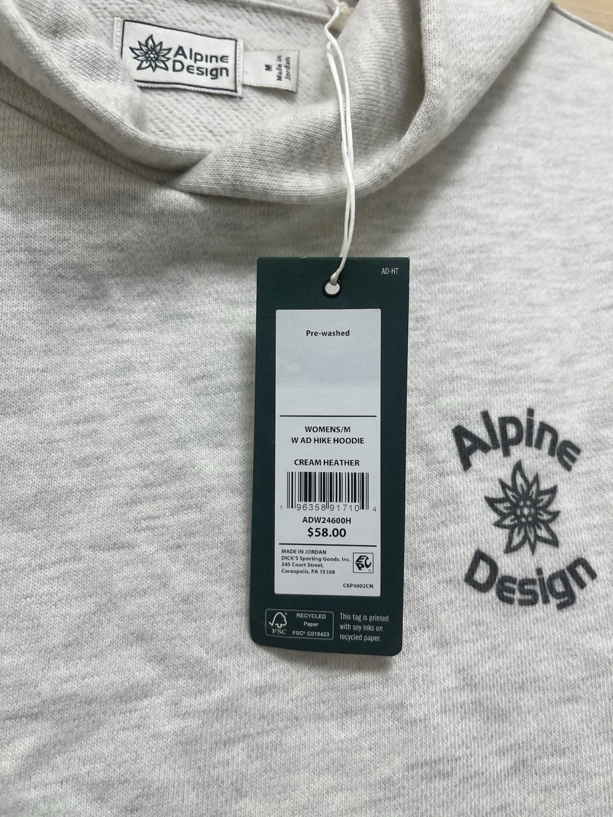 OFF WHITE Felpa con cappuccio donna Alpine Design media escursione panna erica