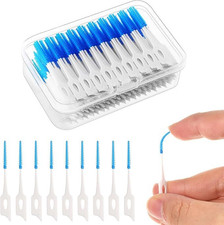 220 Interdental Brushes, Silicone Dental Picks with Case, Blue