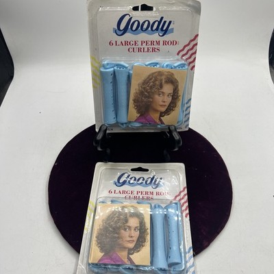 Vintage Goody 6 Large Perm Rod Curlers New #430/4 Blue Snap Lock Clasp 1995 X2