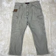 Wrangler Riggs Workwear Pants Mens 40x32 Brown Ripstop Canvas Cargo Pocket