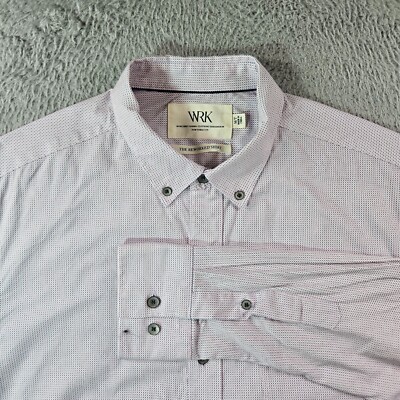 Work Rest Karma WRK Reworked Shirt Men Medium Long Sleeve Pink Blue Stretch