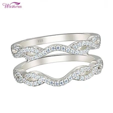 Wuziwen Contour Wedding Band Ring Enhancers Wrap Guard 925 Sterling Silver 5A Cz