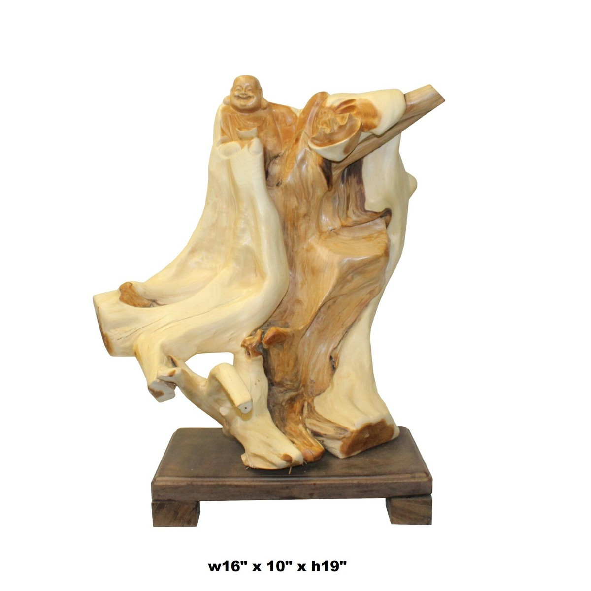 Chinese Cypress Wood Carved Irregular Shape Happy Buddha Statue ws1003S Chinese Cypress Wood Carved Irregular Shape Happy Buddha Statue ws1003S