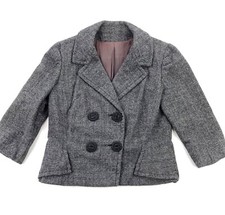 Vtg Forstmann Women's Double Breasted Tweed Blazer Jacket Gray • Size 0