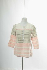 Ace & Jig XS Artisan Top Mango Textile Multi-Color Ivory 3/4 Sleeve Cotton Blend