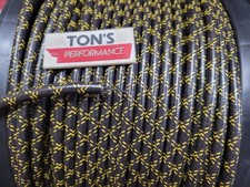 8mm Suppression Core Braided Cloth Black 2 Yellow Tracers Spark Plug Wire Foot