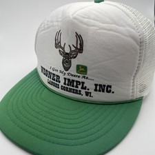 Vintage John Deere Hat Cap White Green Adjustable Double Snapback Trucker Rope