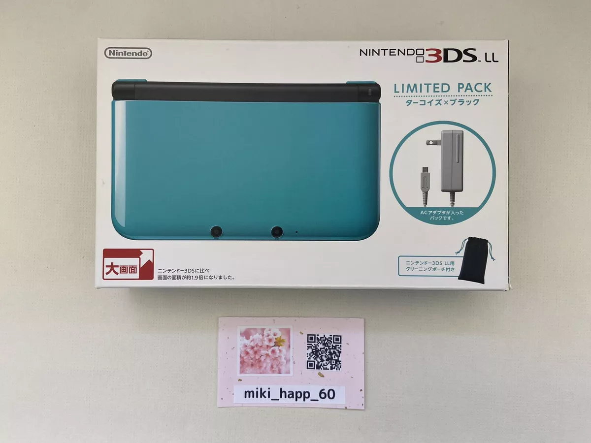 Nintendo 3DS LL XL Limited Pack Turquoise × Black Console w/box & Manual  Japan