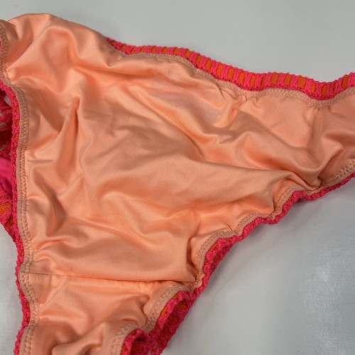 Y2K Victorias Secret Size Small Cheeky Bikini Bottoms Pink Orange #1478 - Picture 5 of 7