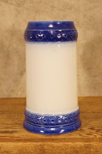 Antique 19th Century Blue & White Stoneware Pottery Mug Stein Tankard - Picture 10 of 17