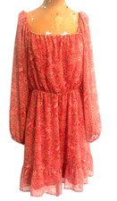 Banana Republic Pink Floral Print Dress Midi Ruffle Women's Sz S Feminine