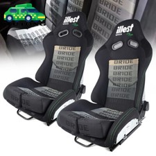 Pair Bride Racing Seats Low Max Fiberglass Shell Fpr Adjustable Backrest Rails