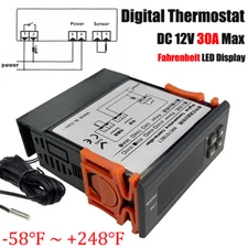 DC12V 30A Digital Temperature Controller -58℉~248℉ Heat & Cool Relay Thermostat