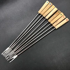 8 MCM Fondue Forks Wood Stainless Steel Japan Color Coded 2 Sets Of 4 Colors = 8