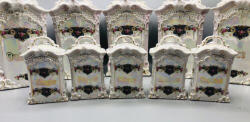 Antik Weiß Block Deutsch Glanzgeschirr 11 Stck Küche Kanister Set 6320 - Bild 2 von 17