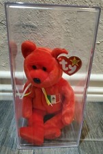 Ty Beanie Baby RED OSITO Bear Mexico w/ Tag ERRORS Plush Toy RARE WITH CASE