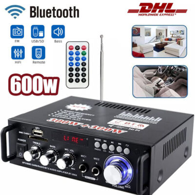 600W HiFi Verstärker Bluetooth Mini-Stereo Audio Amplifier Receiver FM Radio DE
