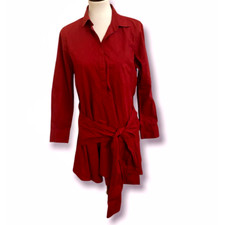Derek Lam 10 Crosby Burgundy Tie Waist Shirt Dress Size 6