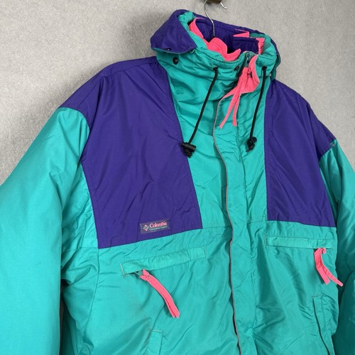 Columbia Down Jacket Men's Medium Purple Blue 3 in 1 Ski Coat Winter Vtg Zip Out - Photo 2/23