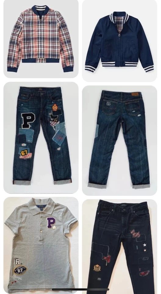 Polo Ralph Lauren Niñas 12 14 Denim Chaqueta Jeans Vestido Camisa Legging LOTE de 7 Foto 3 de 4