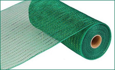 10 Inch X 30 Feet Deco Poly Mesh Ribbon - Metallic Emerald Green : RE130106