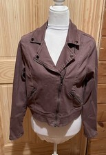 Fashion Nova Brown Zip Up Jacket with Zip Pockets Size Large ~ EUC
