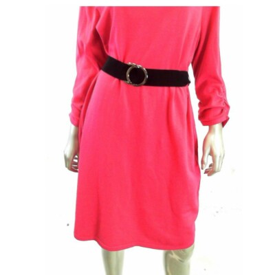 dark pink sweater dress Hot Pink Belted Sweater Dress