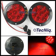 2 8 Led 4 Round Stop Turn Tail Light Red Tecniq Led Bright Flange Mount Usa
