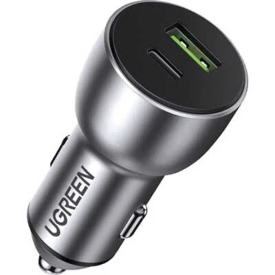 Autoladegerät Ugreen 36W USB-C / USB-A QC 3.0 Grau Schnellladen - Bild 1 von 4