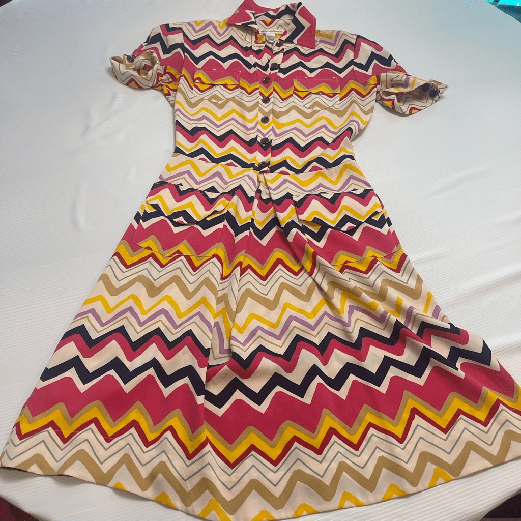 即発!DVF MONIR dress Diane Von Furstenberg DVF Women's MONIR Silk Dress Chevron