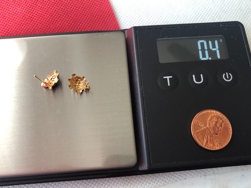 Real 14kt Yellow Gold Green Enameled Sea Turtle JCM Vintage Post Earrings - Picture 15 of 15