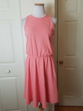 New GAP Dress Size Small Tall Orange White Stripe Sleeveless Casual Womens