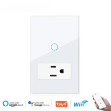Wifi Touch Switches US Standard Socket, 118*72mm Tempered , Smart switch Work