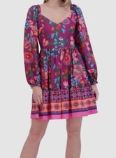 Eliza J Womens Pink Blouson-Sleeve Pull On Lined Flounce-Hem Dress Size 10