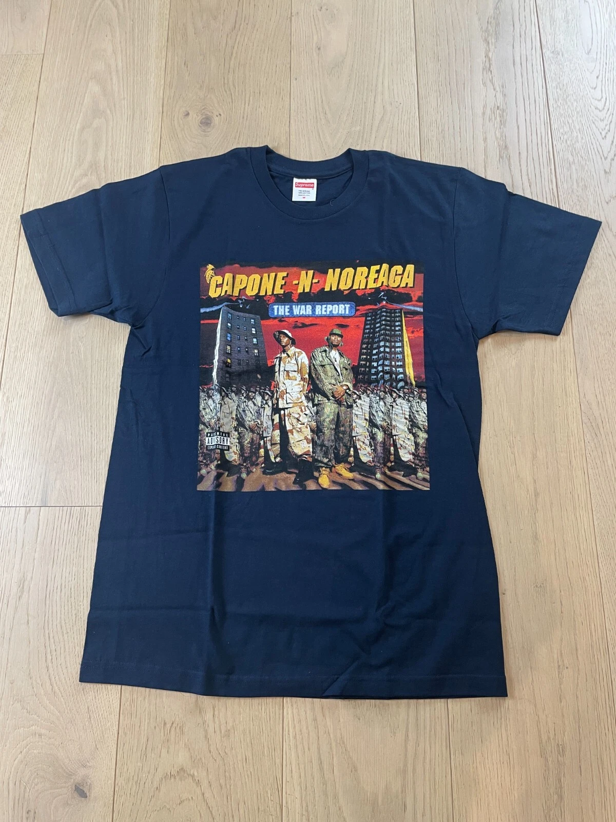 Supreme War Report Tee FW16 Navy Medium DS   Capone N Noreaga Rap Shirt
